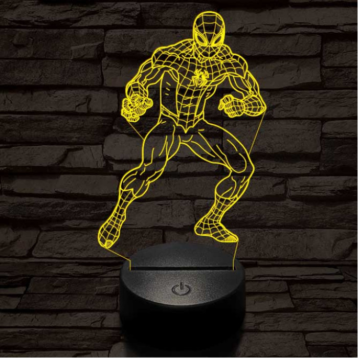Támadó pókember 7 színű 3D led lámpa