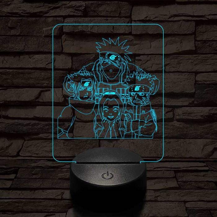 Naruto-csoport 7 színű 3D led lámpa
