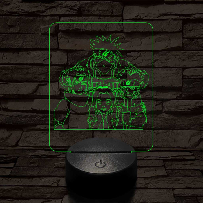 Naruto-csoport 7 színű 3D led lámpa
