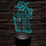 Yoda 7 színű  3D led lámpa