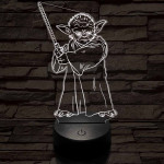 Yoda fénykarddal 7 színű  3D led lámpa