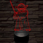 Yoda fénykarddal 7 színű  3D led lámpa