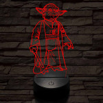 Yoda a mester 7 színű  3D led lámpa