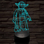 Yoda a mester 7 színű  3D led lámpa