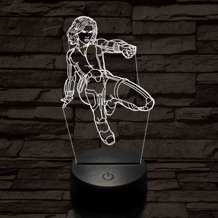 Fekete özvegy 7 színű 3D led lámpa