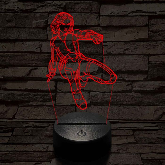 Fekete özvegy 7 színű 3D led lámpa