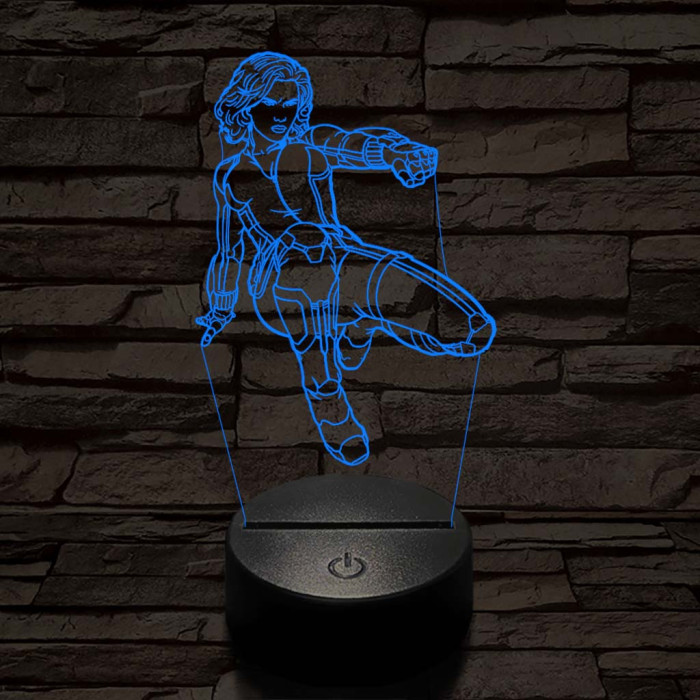 Fekete özvegy 7 színű 3D led lámpa