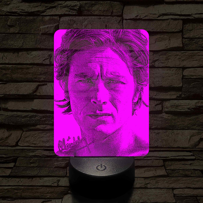 Alain Delon 7 színű  3D led lámpa