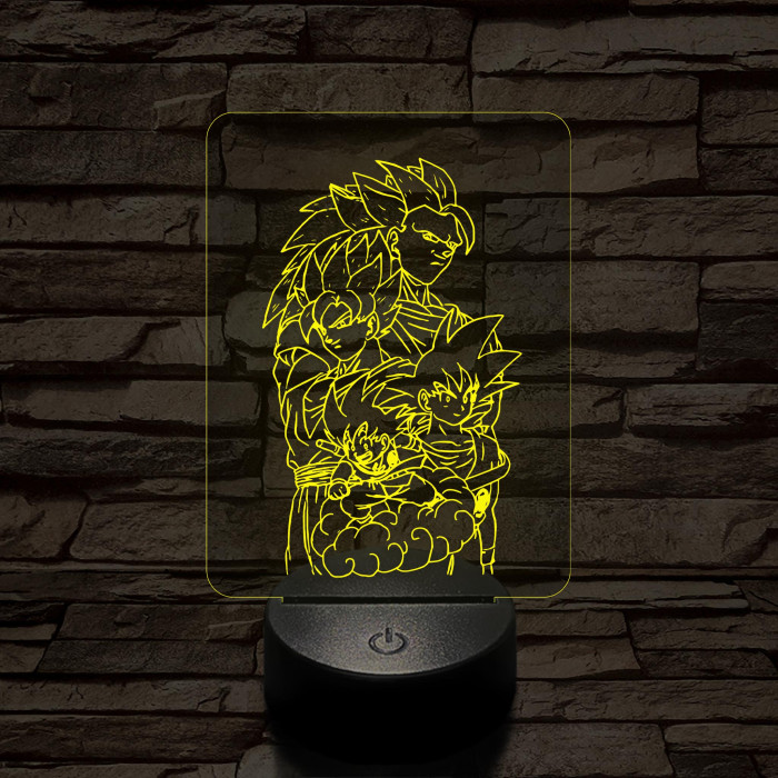 Songoku átalakulás 7 színű 3D led lámpa