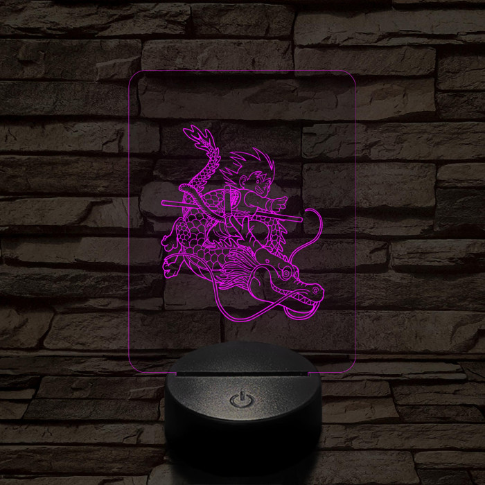 Songoku Shenron hátán 7 színű 3D led lámpa