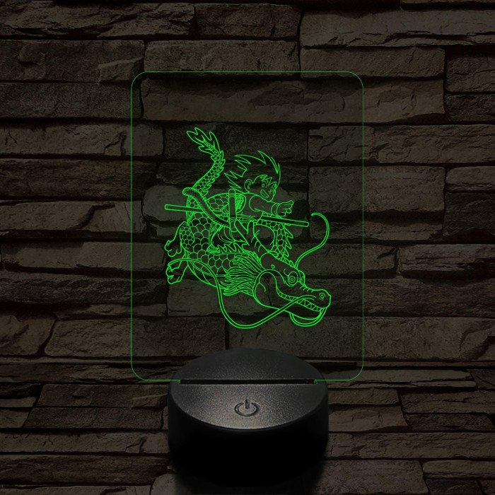 Songoku Shenron hátán 7 színű 3D led lámpa