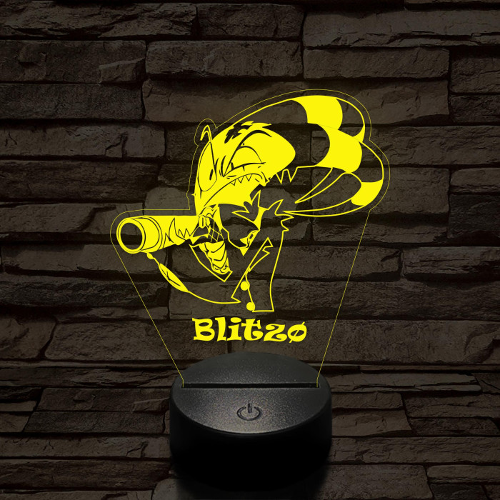 Helluva Boss mérges Blitzø 7 színű 3D led lámpa