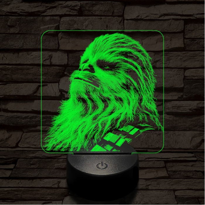 Büszke vuki 7 színű valósághű 3D led lámpa