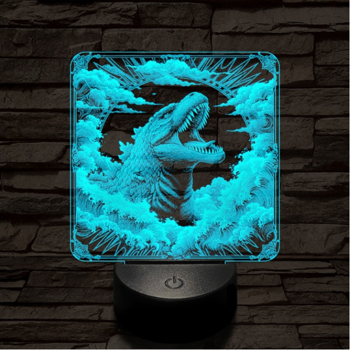 Godzilla diadal 7 színű valósághű 3D led lámpa