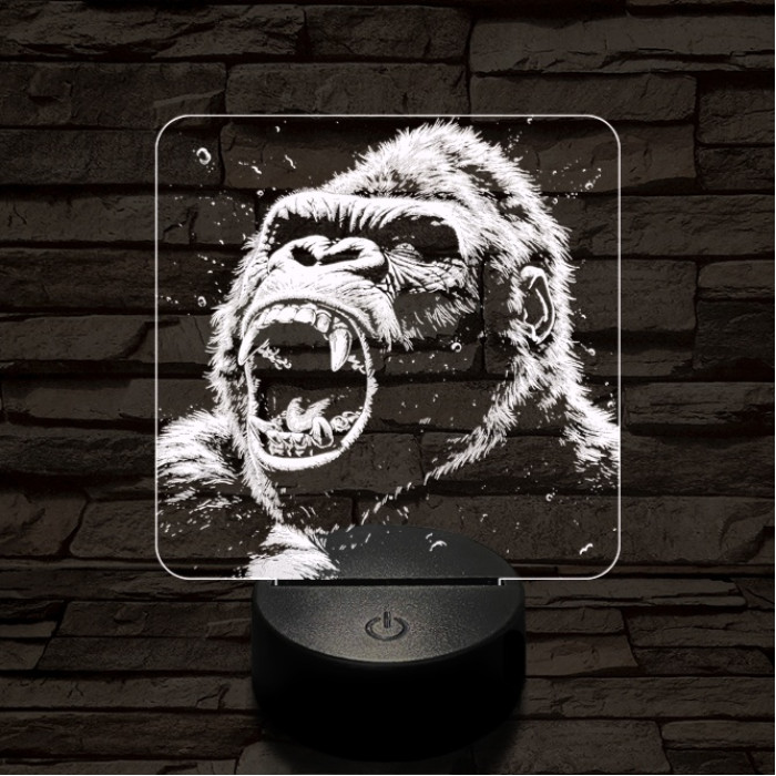 Kong dühös 7 színű valósághű 3D led lámpa