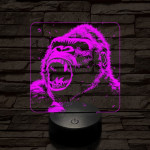 Kong dühös 7 színű valósághű 3D led lámpa