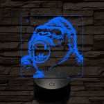 Kong dühös 7 színű valósághű 3D led lámpa