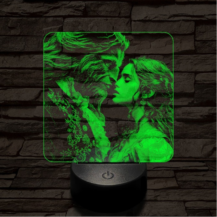 Szépség és a Szörnyeteg 7 színű valósághű 3D led lámpa