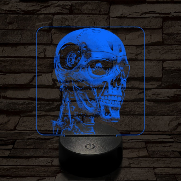 T-800-as halálosztó 7 színű valósághű 3D led lámpa