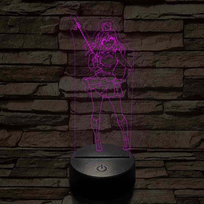 Anime mazsorett lány 7 színű 3D led lámpa