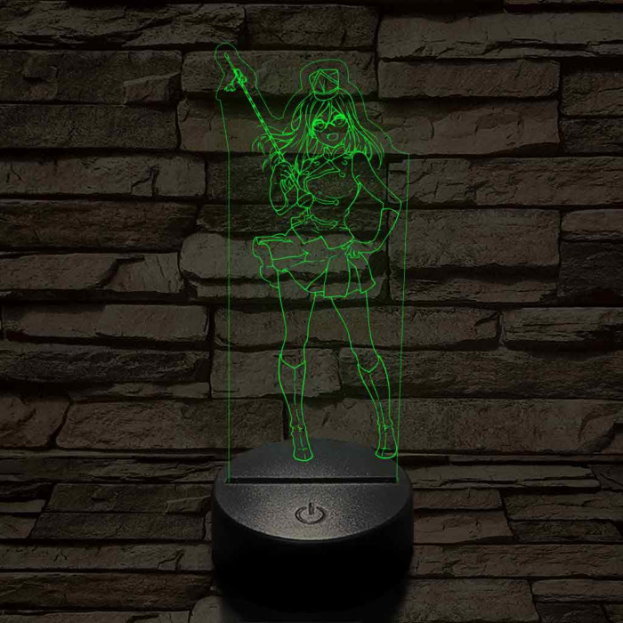 Anime mazsorett lány 7 színű 3D led lámpa