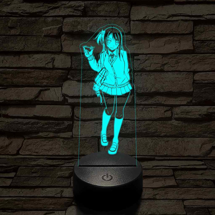 Anime sulis lány 7 színű 3D led lámpa