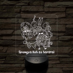 SpongyaBob és barátai – 7 színű, színváltós 3D LED lámpa (műanyagtalpas)