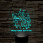 SpongyaBob és barátai – 7 színű, színváltós 3D LED lámpa (műanyagtalpas)
