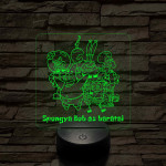 SpongyaBob és barátai – 7 színű, színváltós 3D LED lámpa (műanyagtalpas)