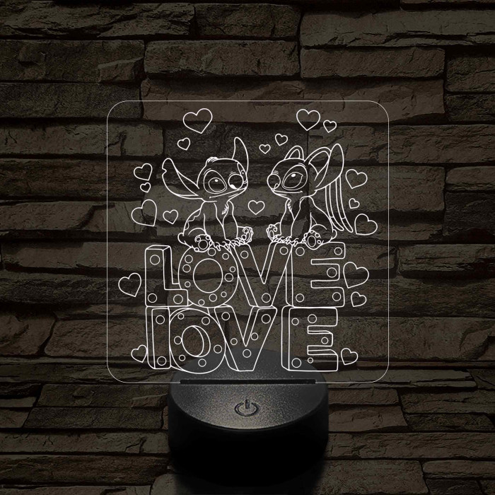 Űrkutya Love-Love – 7 színű, színváltós 3D LED lámpa