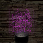 Űrkutya Love-Love – 7 színű, színváltós 3D LED lámpa