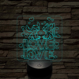 Űrkutya Love-Love – 7 színű, színváltós 3D LED lámpa