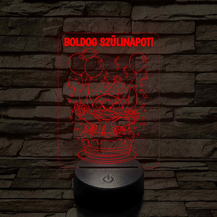 Szülinapi Űrkutya tortában – 7 színű, színváltós 3D LED lámpa