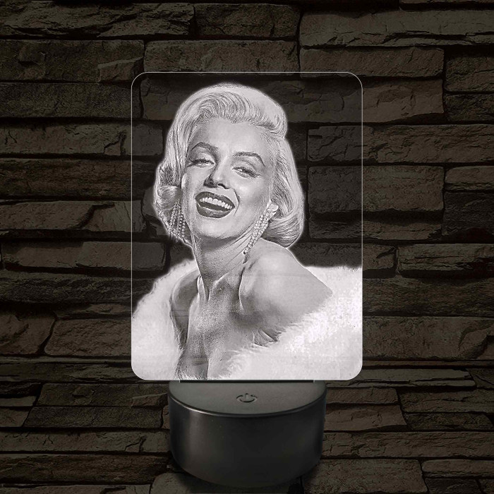 Marilyn Monroe portré – 7 színű, színváltós LED lámpa
