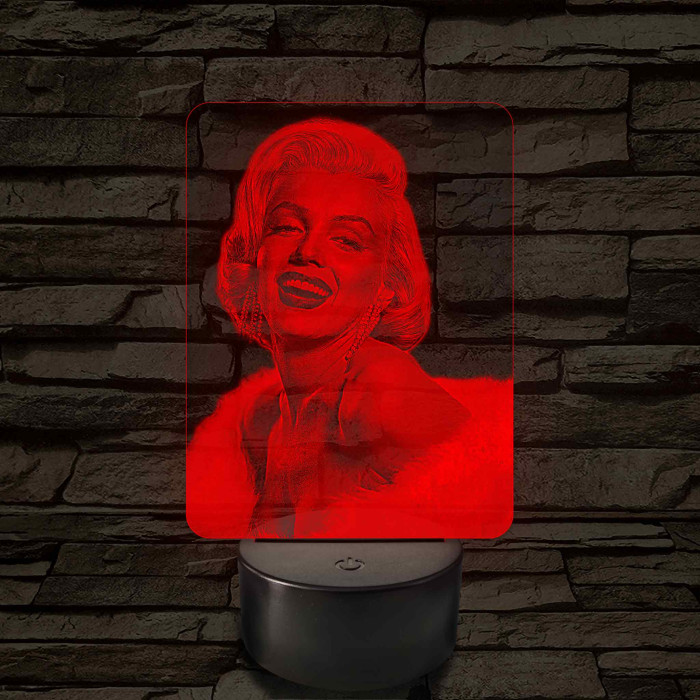 Marilyn Monroe portré – 7 színű, színváltós LED lámpa