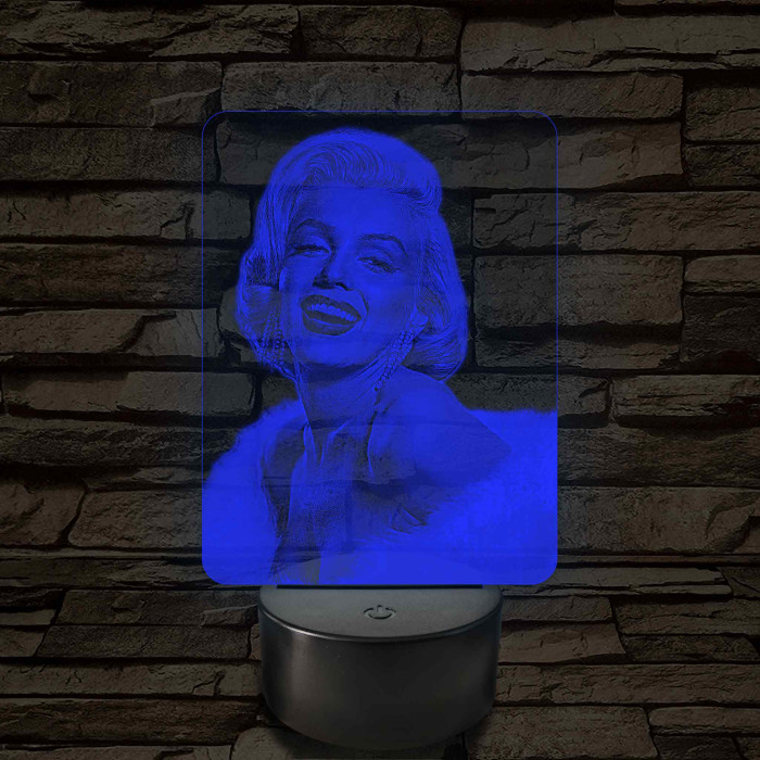 Marilyn Monroe portré – 7 színű, színváltós LED lámpa