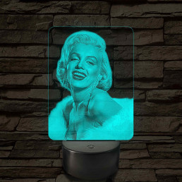 Marilyn Monroe portré – 7 színű, színváltós LED lámpa