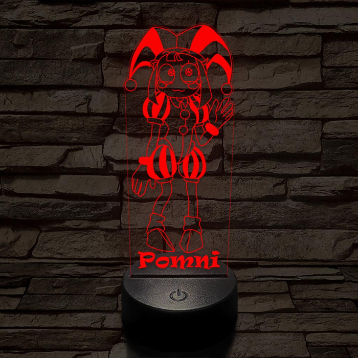 A Csodálatos Digitális Cirkusz Pomni – 7 színű, színváltós 3D LED lámpa