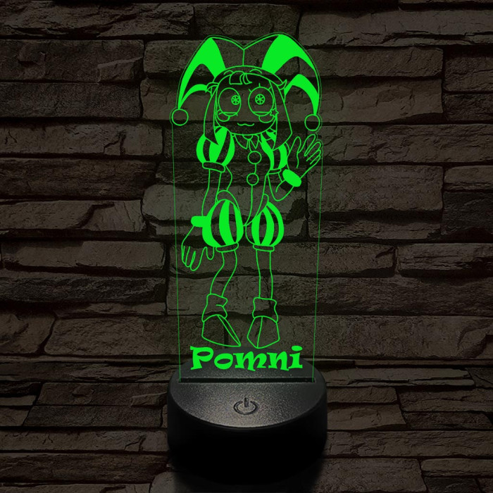 A Csodálatos Digitális Cirkusz Pomni – 7 színű, színváltós 3D LED lámpa