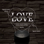 Egyedi esküvős, Valentinos szív-alakú beírós LOVE szív-forma 7 színű 3D led lámpa