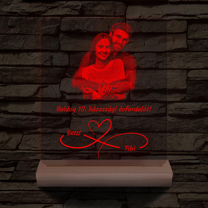 Fatalpas örökké házasok fotógravírozás 7 színű 3D led lámpa