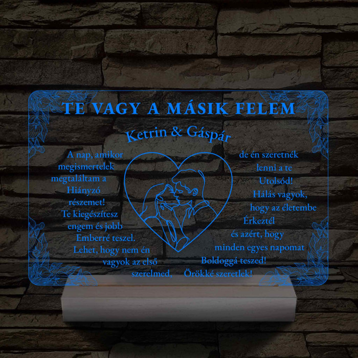 Szerelmes Szív – Artline Pár & Kála – 7 színű, színváltós 3D LED lámpa