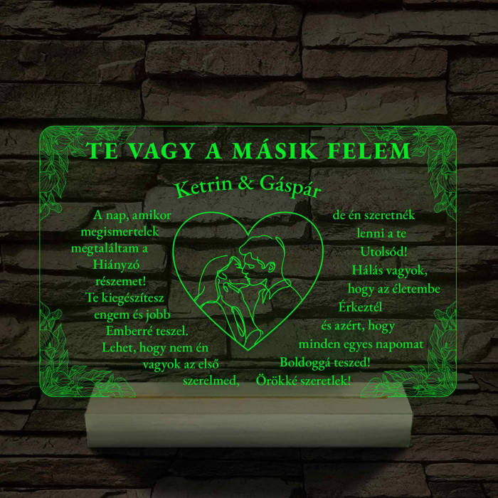 Szerelmes Szív – Artline Pár & Kála – 7 színű, színváltós 3D LED lámpa