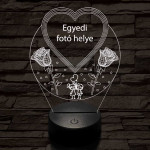Egyedi fotógravírozás szív rózsákkal 7 színű 3D led lámpa