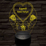 Egyedi fotógravírozás szív rózsákkal 7 színű 3D led lámpa