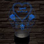 Egyedi fotógravírozás szív rózsákkal 7 színű 3D led lámpa