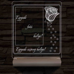 Egyedi fotógravírozás rózsával fatalp 7 színű 3D led lámpa