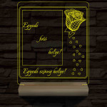 Egyedi fotógravírozás rózsával fatalp 7 színű 3D led lámpa