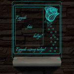 Egyedi fotógravírozás rózsával fatalp 7 színű 3D led lámpa