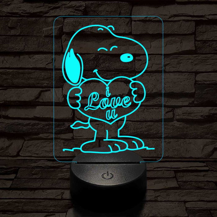 Snoopy love 7 színű 3D led lámpa